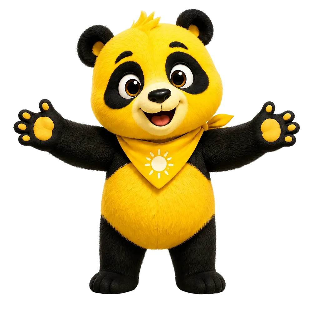 Sunny the Panda ready for a new adventure
